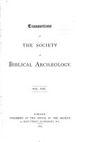 Transactions of the Society of Biblical Archaeology 封面