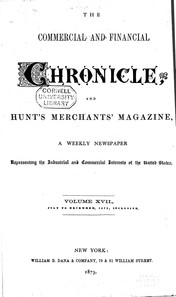 The Commercial & Financial Chronicle and Hunt's Merchants' Magazine 封面