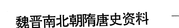 魏晋南北朝隋唐史资料 封面